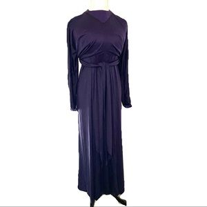 Vintage 80s women’s wool maxi dress with wrap yoke